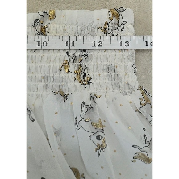 Vtg Jackpot Skirt One Size White‎ Gold Unicorn Print Midi Boho Festival Art NEW - Picture 10 of 11